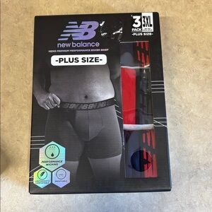 New Balance 3XL Plus Size Performance Wicking Boxer Briefs 3 Pair